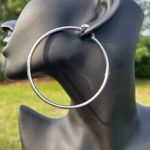 New white gold large hoop earrings - Hypoallergenic Water resistant